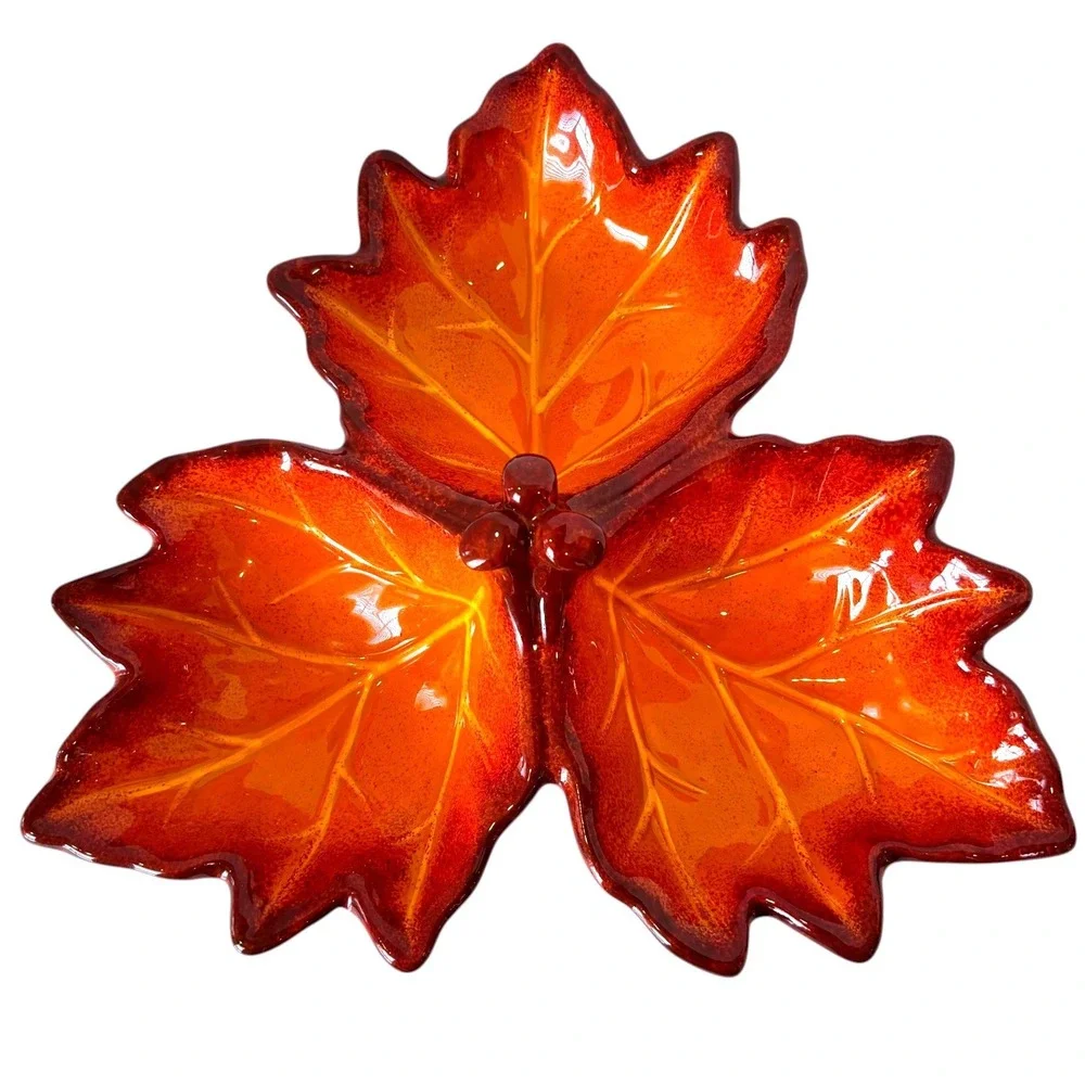 Better Homes & Gardens Heritage Maple Leaf Divided Serving Dish Ceramic Retired